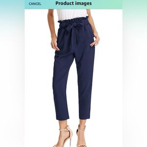 Grace Karin Cropped Paper Bag Waist Pants with pockets-NWT